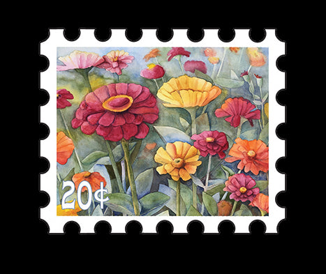 12 Floral Stamp-Style Stickers | Vintage Floral Mail Stickers | 4x6 Sticker Sheet Set