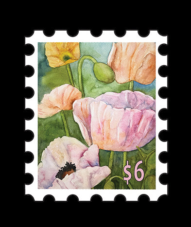 12 Floral Stamp-Style Stickers | Vintage Floral Mail Stickers | 4x6 Sticker Sheet Set