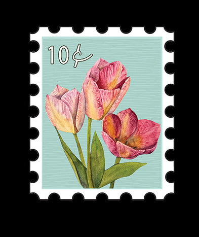 12 Floral Stamp-Style Stickers | Vintage Floral Mail Stickers | 4x6 Sticker Sheet Set