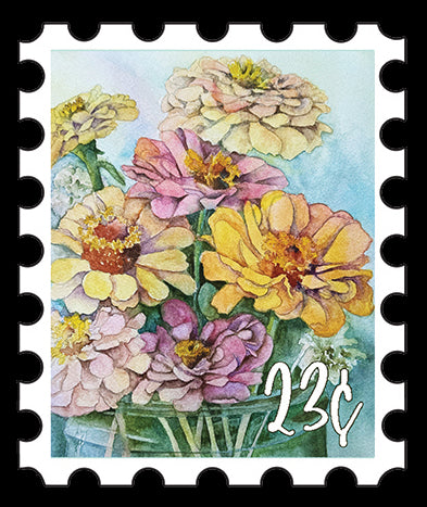 12 Floral Stamp-Style Stickers | Vintage Floral Mail Stickers | 4x6 Sticker Sheet Set