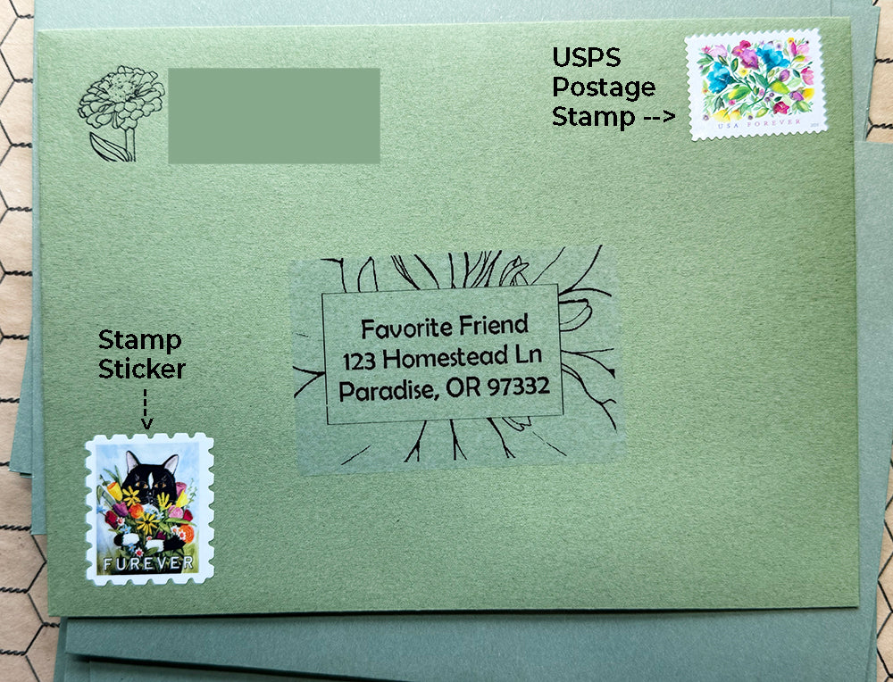 12 Floral Stamp-Style Stickers | Vintage Floral Mail Stickers | 4x6 Sticker Sheet Set